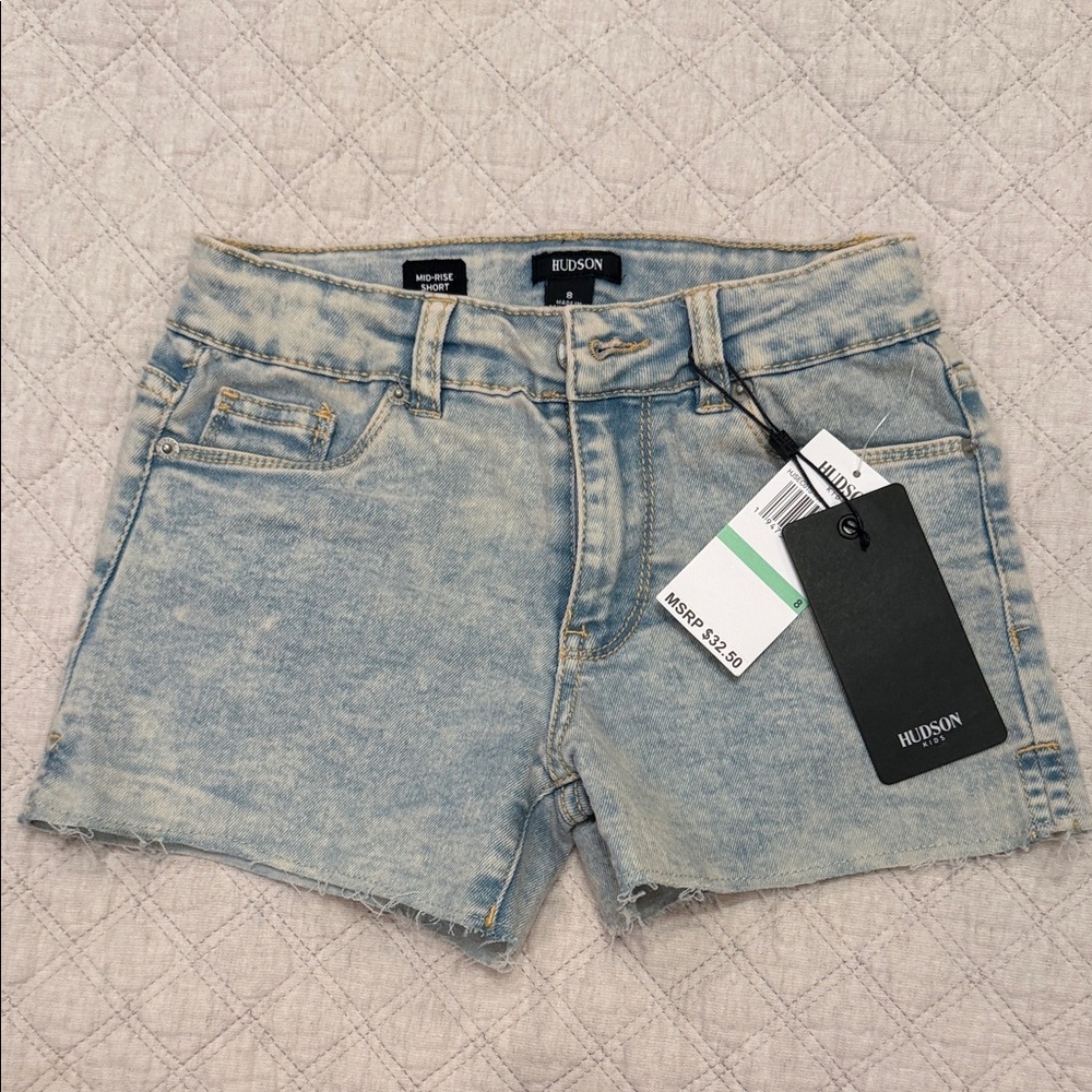 GIrls Hudson Light Wash Denim Cutoff Shorts - Light Blue Size 8 BNWT
